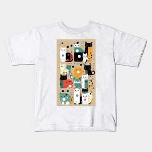 Whiskered Dots: Quirky Polka Dot Cat Design Kids T-Shirt